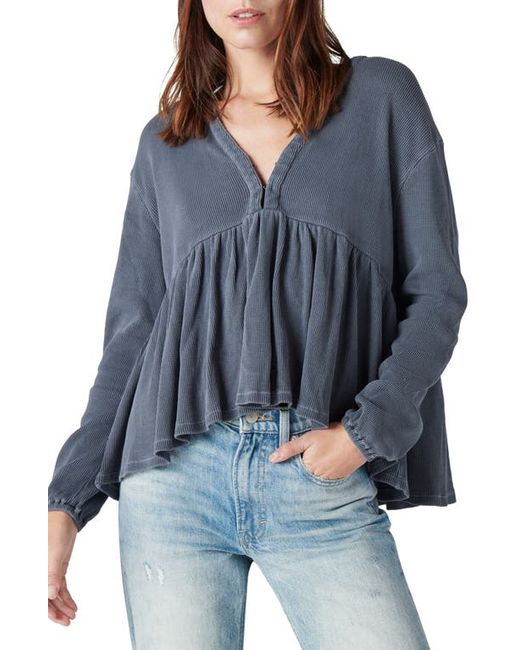 Lucky Brand Waffle Knit High-Low Cotton Top in at