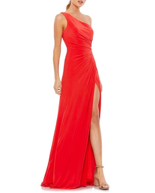 Mac Duggal One-Shoulder Jersey A-Line Gown in at