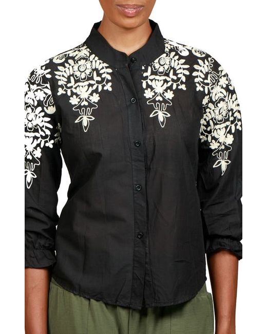 Nikki Lund Floral Embroidered Cotton Blouse in at