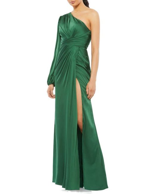 Mac Duggal One-Shoulder Ruched Satin Gown in at
