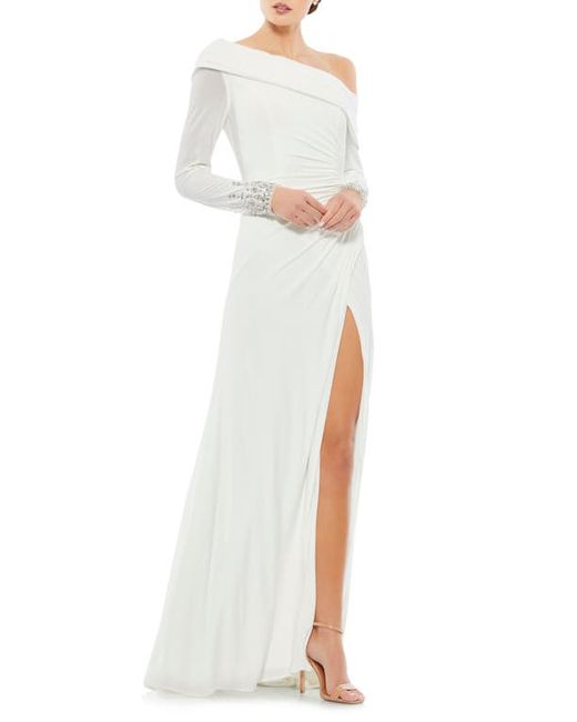 Mac Duggal One-Shoulder Long Sleeve Jersey Gown in at