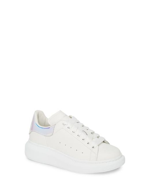 Alexander McQueen Lace-Up Platform Sneaker in White/Shock at