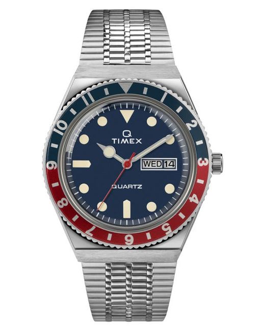 Timex® Timex Q Reissue Bracelet Watch 38mm in Blue/Red at