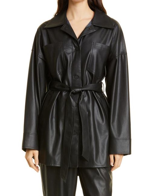 Ag Chelsea Tie Waist Faux Leather Longline Jacket in at