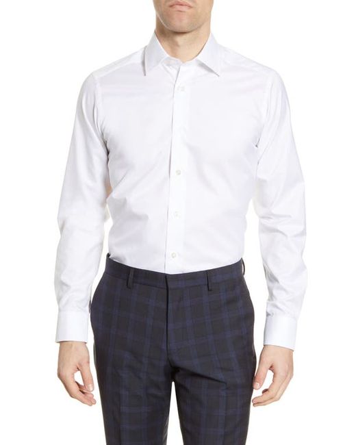 David Donahue Slim Fit Solid Cotton Dress Shirt in at 16 34