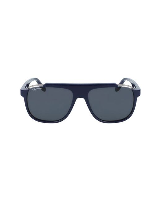 Salvatore Ferragamo 58mm Rectangle Sunglasses in Grey at