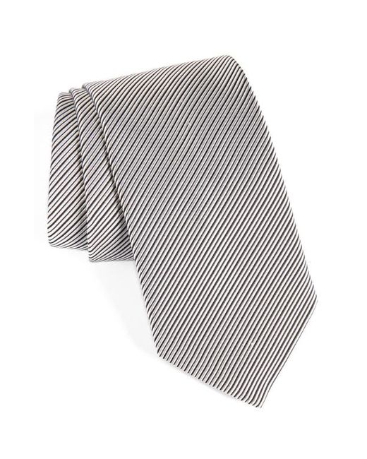 David Donahue Stripe Silk Tie in Black at