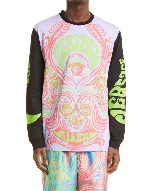 Versace First Line Psychedelic Print Long Sleeve T-Shirt in at