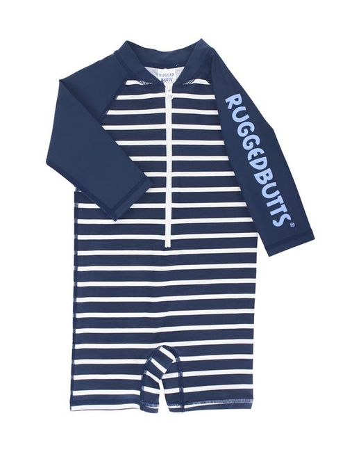 RuggedButts Navy Stripe One-Piece Rashguard Swimsuit in at