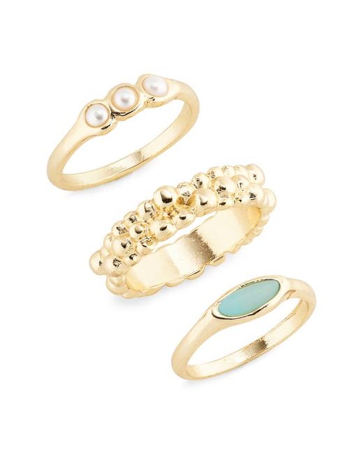 Nordstrom Bubbles and Imitation Pearl Set of 3 Stacking Rings in at