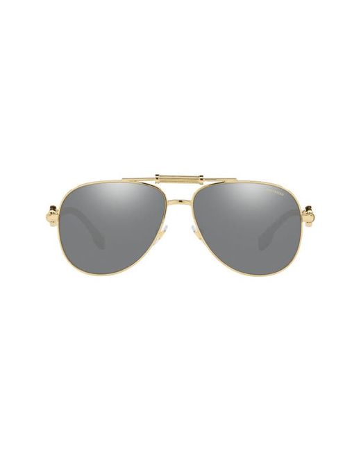 Versace 59mm Polarized Aviator Sunglasses in Gold/Polarized Grey at