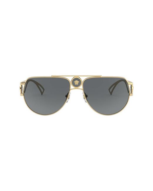 Versace 60mm Aviator Sunglasses in Gold/Grey at