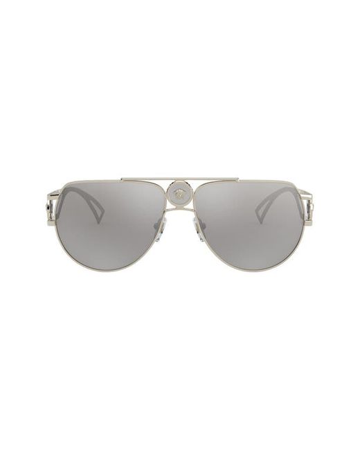 Versace 60mm Aviator Sunglasses in Pale Gold/Light Grey at