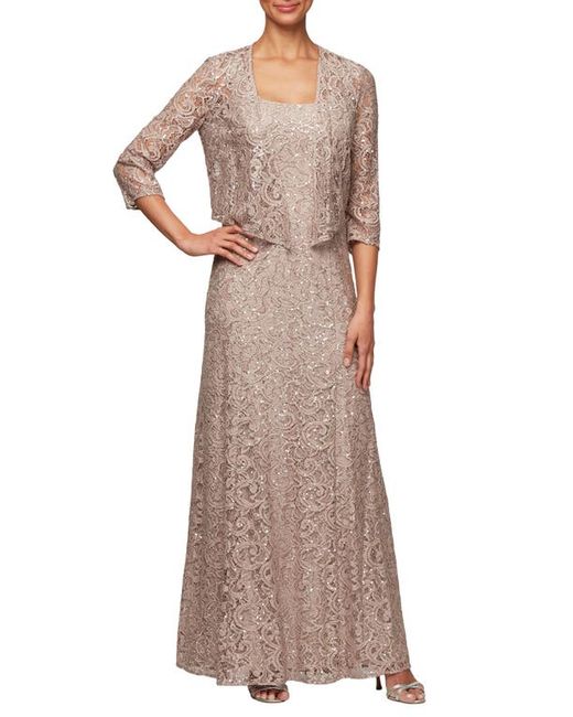 Alex Evenings Sequin Lace Jacket Gown in at