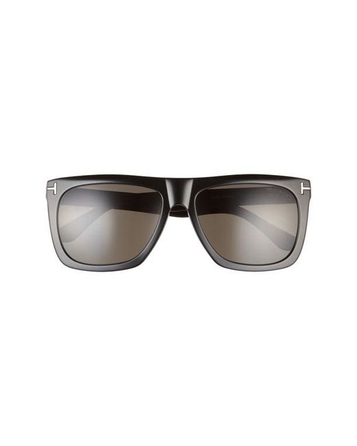 Tom Ford Morgan 57mm Square Sunglasses in Shiny Smoke Polarized at