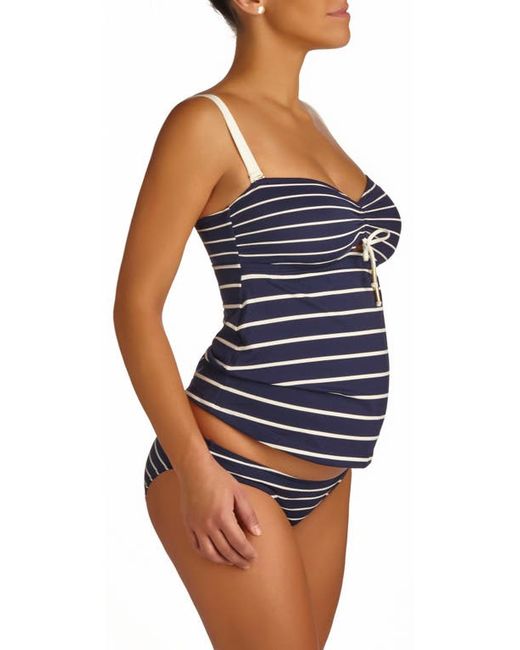 Pez D'Or Marine Stripe Maternity Tankini Swimsuit in Navy/White at