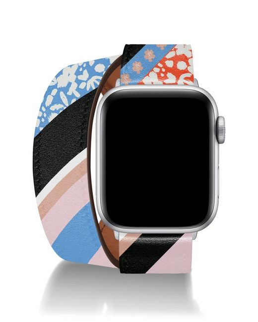 Wristpop Blue Blossom Faux Leather Apple Watch Band in Orange/Blue at