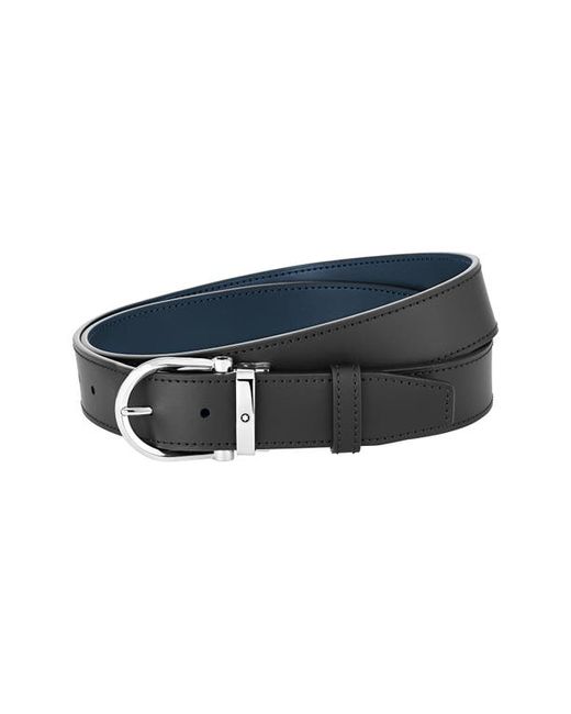 Montblanc Horseshoe Shiny Stainless Steel Buckle Reversible Belt in at