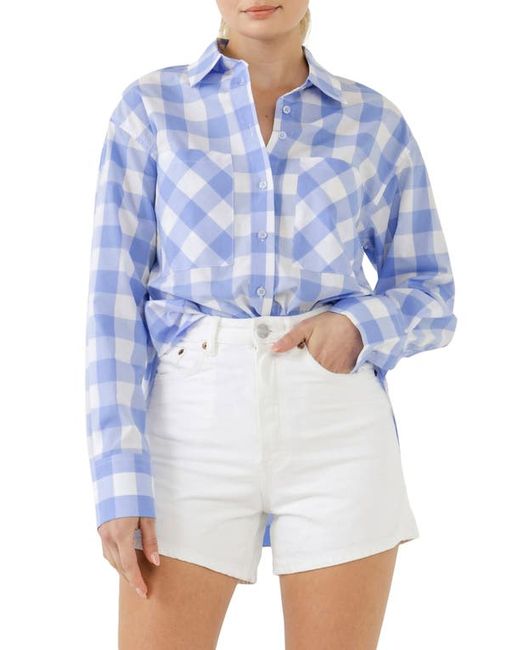 English Factory Gingham Cotton Shirt in White at