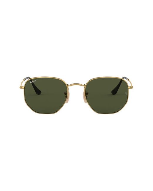 Ray-Ban 51mm Polarized Geometric Sunglasses in Gold Polar at