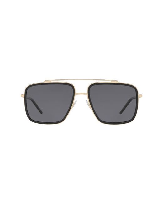 Dolce & Gabbana 57mm Polarized Navigator Sunglasses in Gold/Black/Grey at