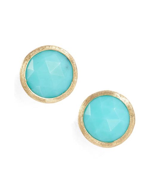 Marco Bicego Jaipur Semiprecious Stone Stud Earrings in Yellow Gold/Turquoise at