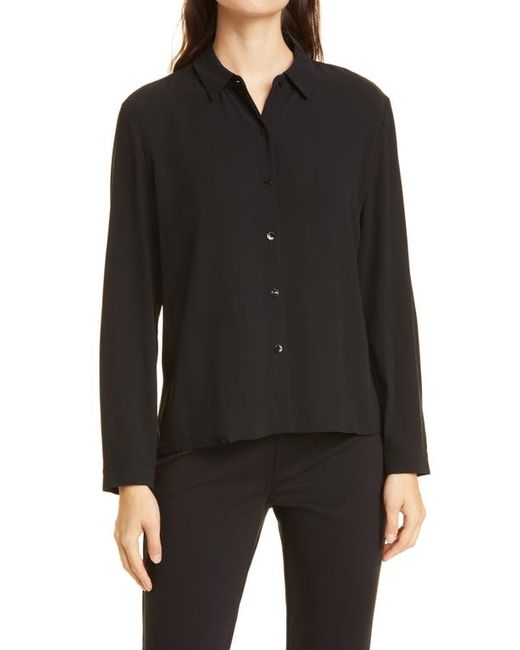 Eileen Fisher Classic Collar Easy Silk Button-Up Shirt in at