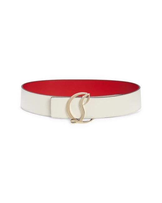 Christian Louboutin CL Logo Leather Belt in Bianco/Gold at