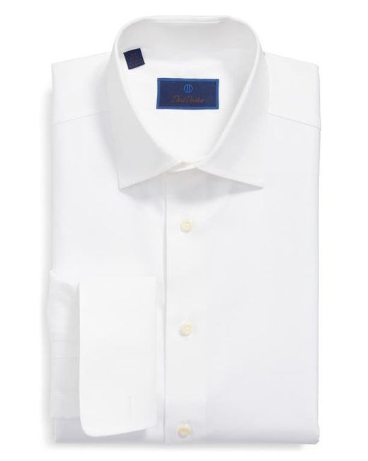 David Donahue Regular Fit Texture French Cuff Cotton Dress Shirt in at 17.5 32