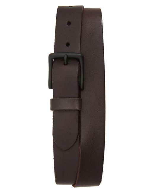AllSaints Leather Belt in Dark Matte Black at