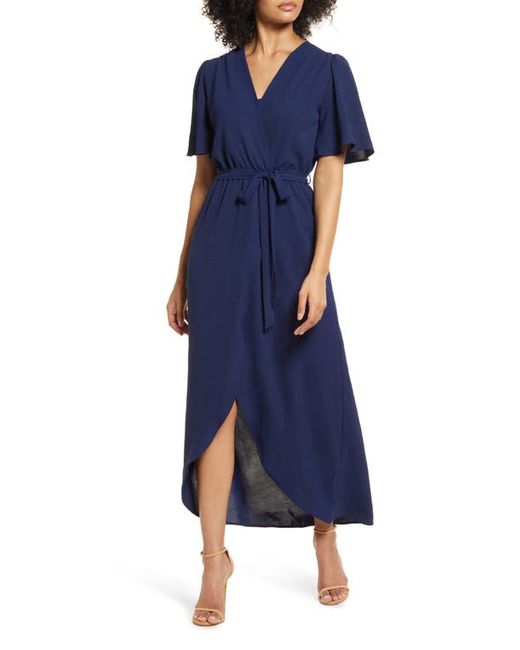 Fraiche by J Flutter Sleeve Faux Wrap Maxi Dress in at