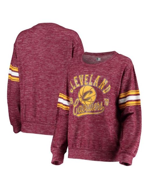 New Era Wine Cleveland Cavaliers Space Dye Tri-Blend Pullover Sweatshirt in at