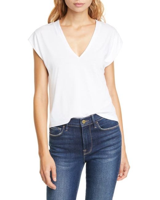 Frame Le Mid Rise V-Neck Tee in at