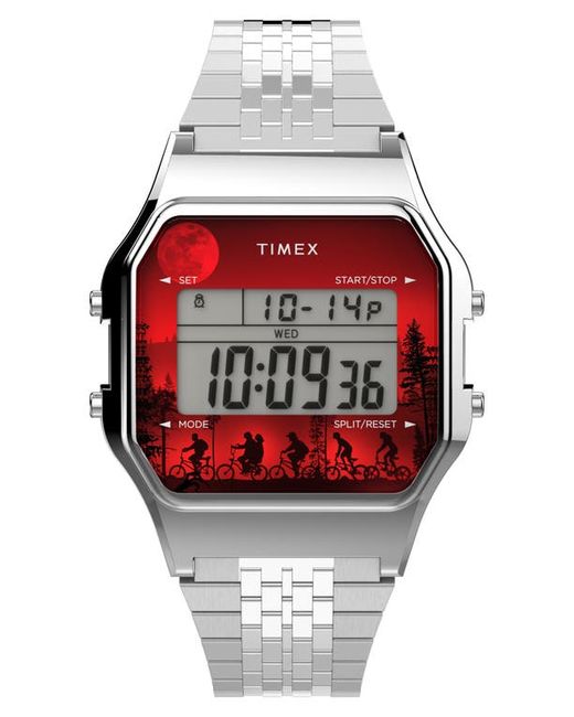 Timex® Timex x Stranger Things T80 Chronograph Bracelet Watch 34mm in Red at