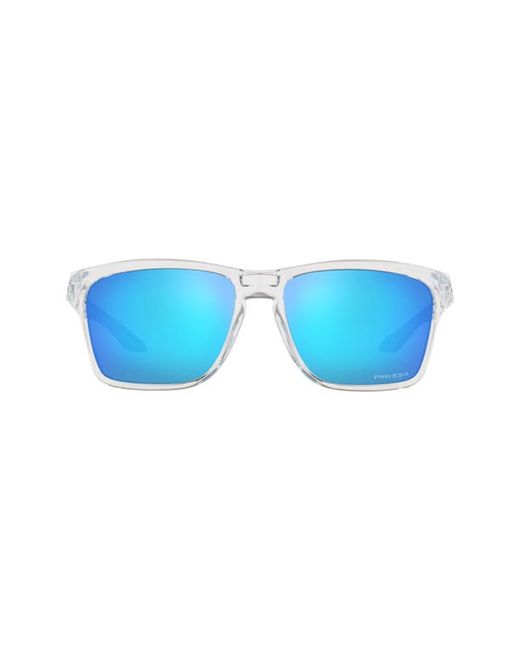 Oakley 58mm Rectangle Sunglasses in Polished Clear/Prizm Sapphire at