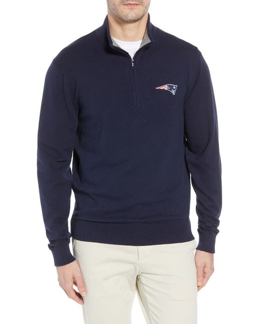 Cutter and Buck New England Patriots Lakemont Regular Fit Quarter Zip Sweater in at