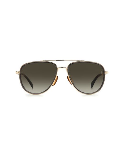 David Beckham Eyewear David Beckham 58mm Aviator Sunglasses in Gold Grey Brown Gradient at