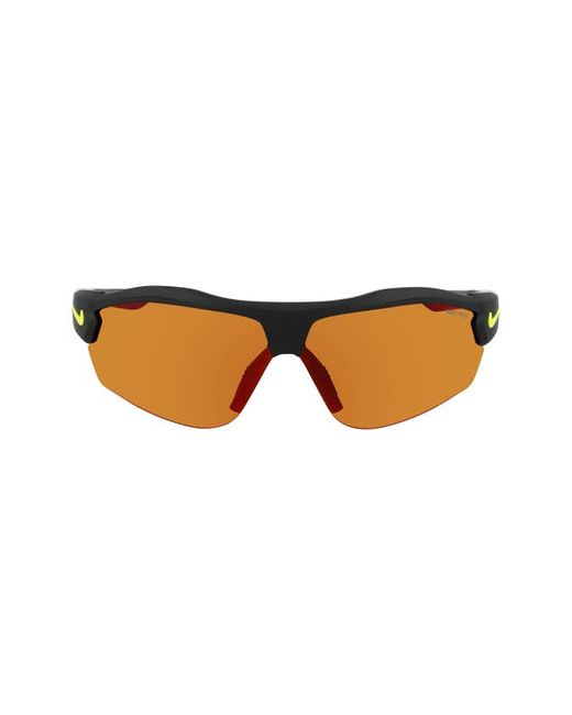 Nike Show X3 72mm Oversize Wraparound Sunglasses in Matte Black/Volt Grey at