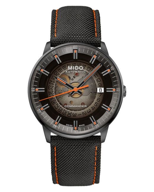 Mido Commander Gradient Skeletal Automatic Canvas Strap Watch 40mm in Black at