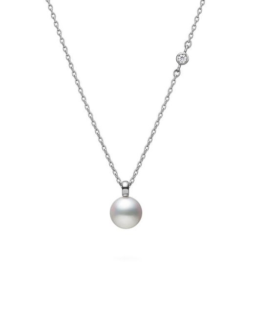 Mikimoto Classic Cultured Pearl Diamond Pendant Necklace in at