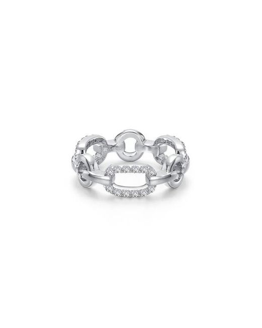 Lafonn Paperclip Alternating Band Ring with Simulated Diamonds in at
