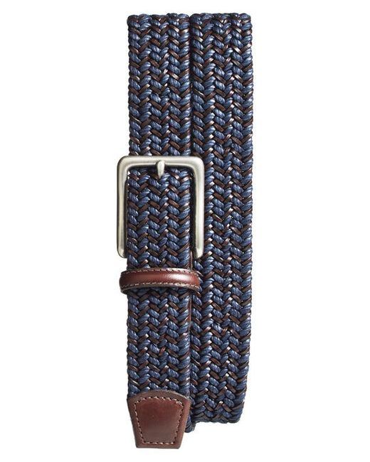 Torino Woven Leather Belt in Navy/Brown at