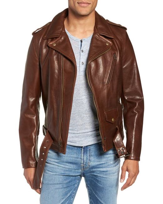 Schott 50s Oil Tanned Cowhide Leather Moto Jacket in at