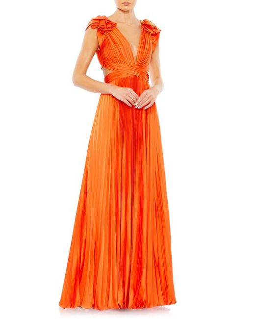 Ieena for Mac Duggal Plunge Neck Pleated A-Line Gown in at