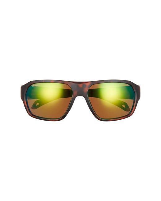 Smith Deckboss 63mm ChromaPoptrade Polarized Oversize Rectangle Sunglasses in Matte Tortoise Mirror at