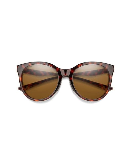 Smith Bayside 55mm Polarized Mirrored Round Sunglasses in Tortoise/Chromapop at