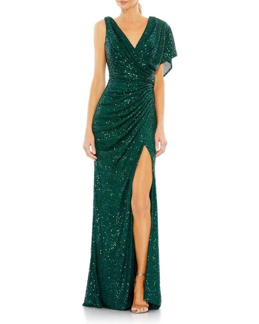 Ieena for Mac Duggal Sequin Asymmetric Trumpet Gown in at