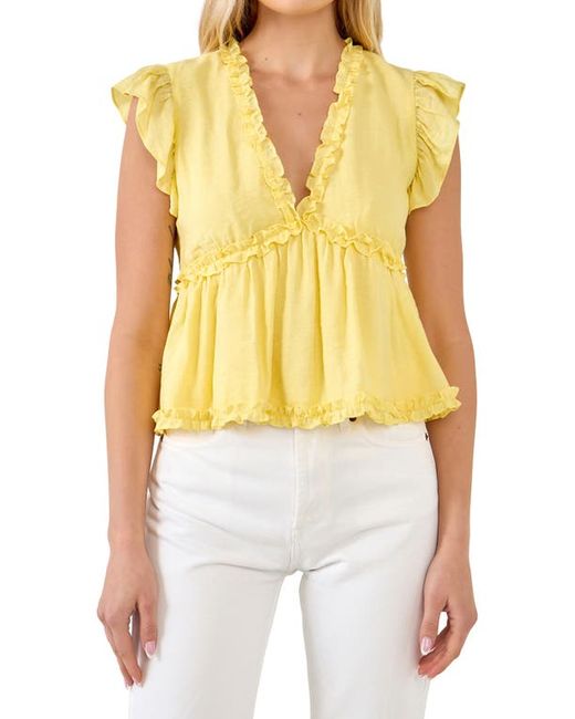 Endless Rose Ruffle Trim Empire Waist Blouse in at