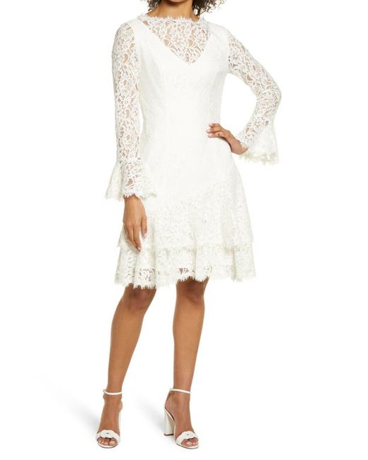 Shani Long Sleeve Tiered Lace Dress in at