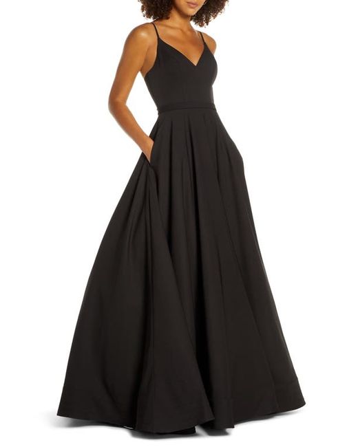 Mac Duggal V-Neck Crepe Ballgown in at